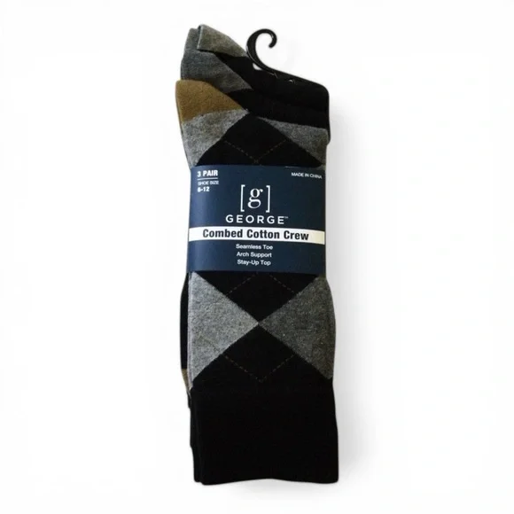 GEORGE Men’s Crew Socks 3‑Pack – Combed Cotton – Size 6–12 – NWT - Picture 3 of 11